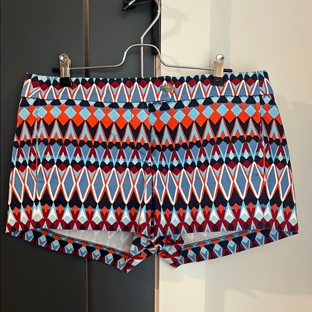 J. Crew Blue and Orange Shorts with Geometric Pattern